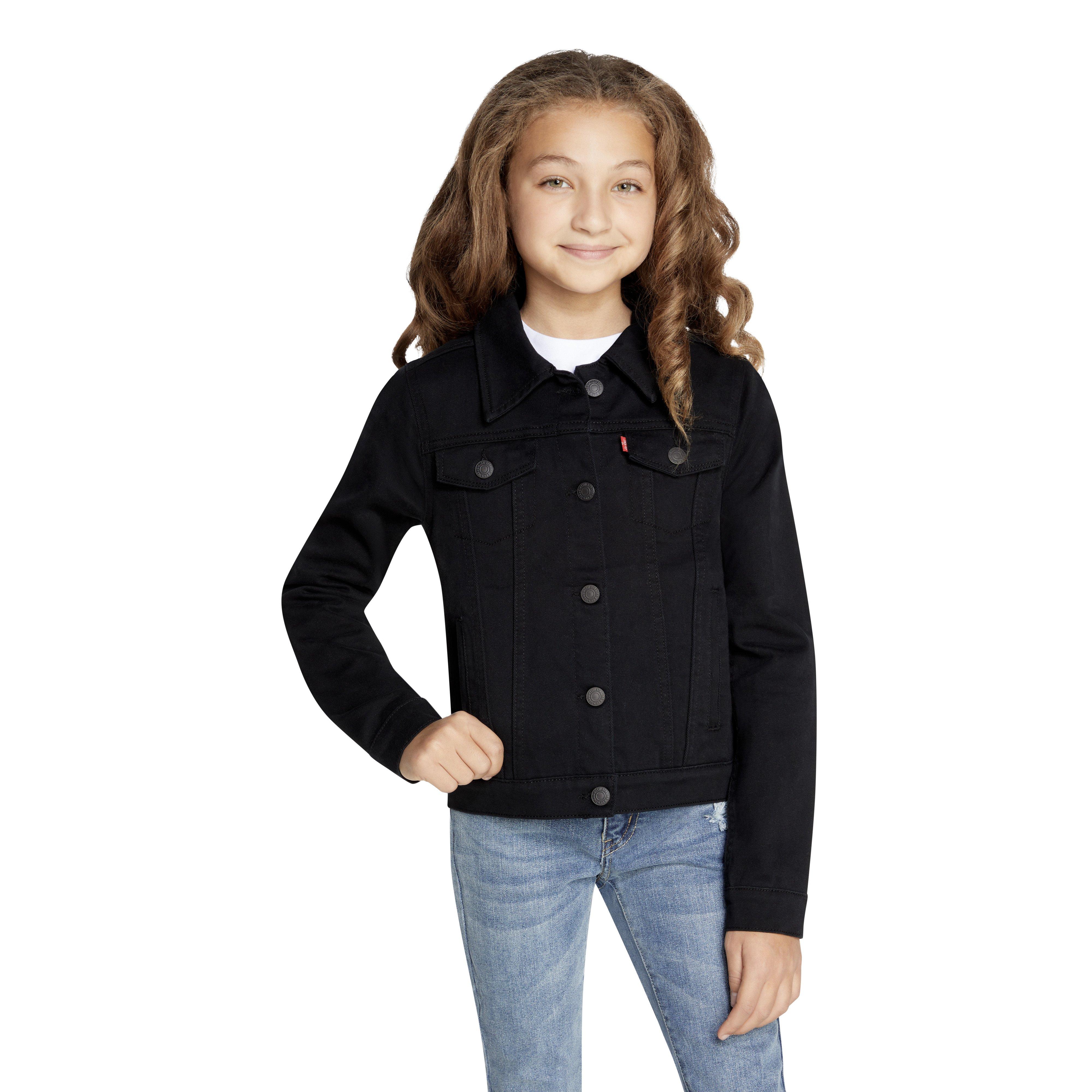 Levi's Big Girls' Trucker Style Black Wash Denim Jacket - BLACK